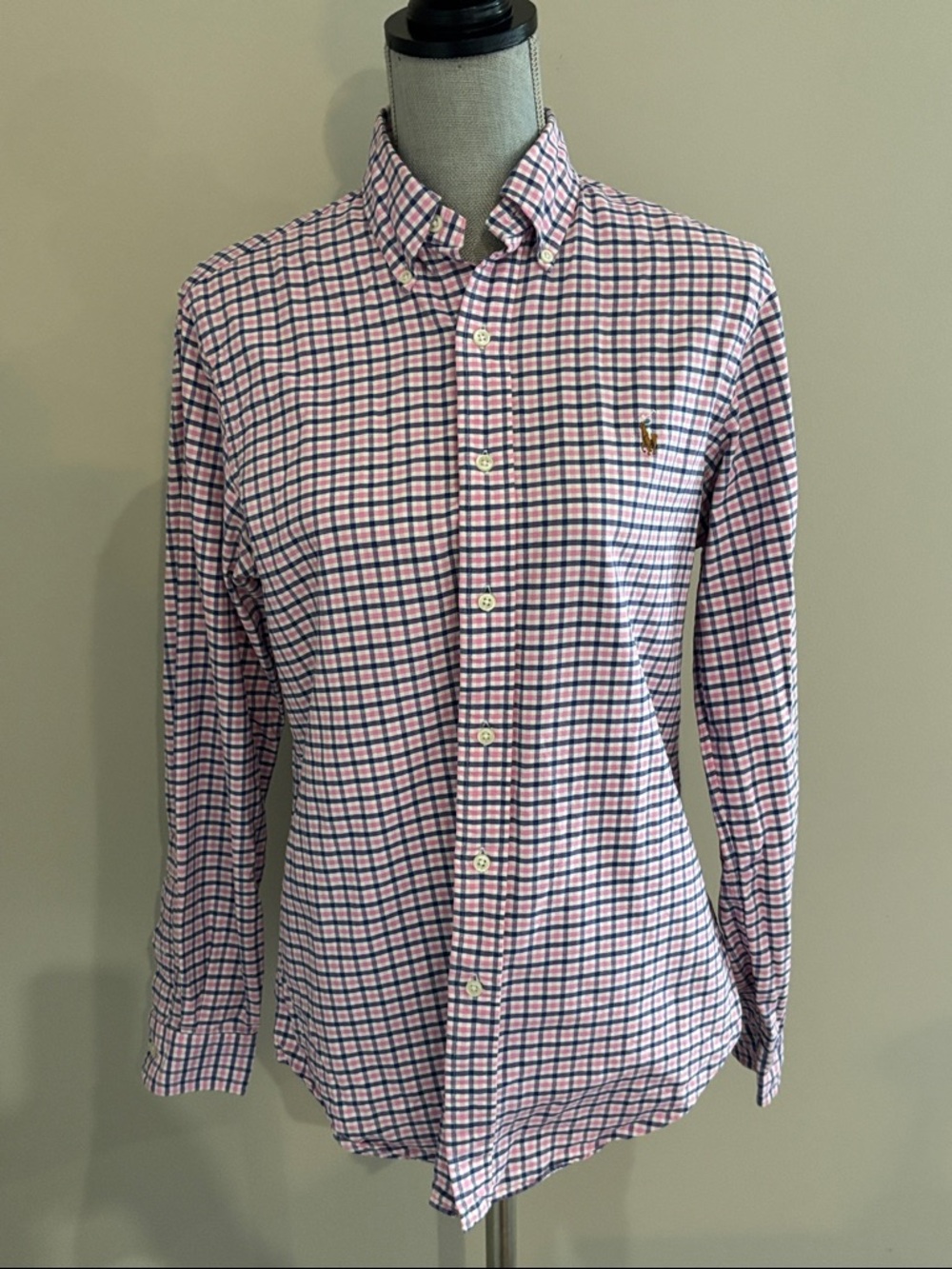Ralph Lauren gingham check long-sleeved button-down collar shirt